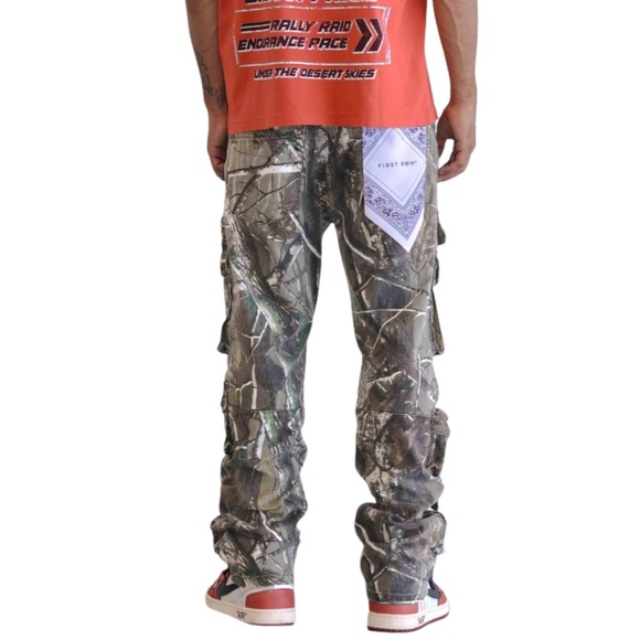 NEW! FIRST ROW Unisex Camo Cargo Jeans Denim Pants | 34 x 32 - Picture 3 of 4